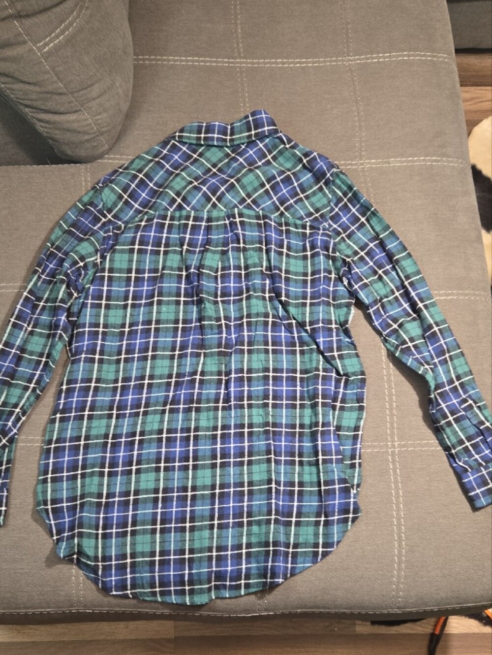 Plaid Button-Up Shirt in Blue & Green - Women's - Picture 2 of 4